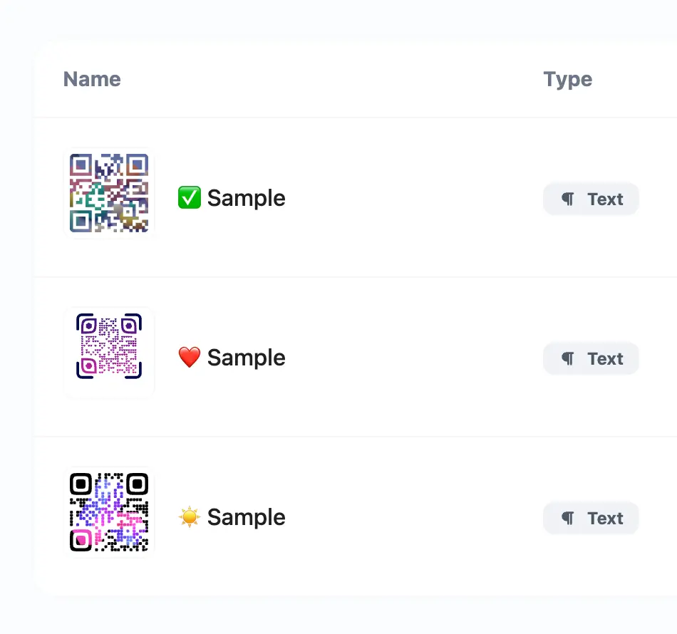 Screenshot van de QR code systeempagina van de app