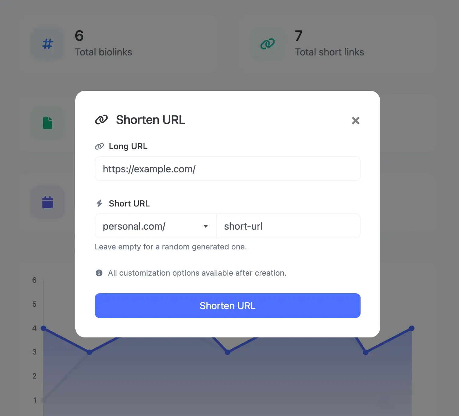 Schermafbeelding van de korte URL-bewerkingspagina van de app