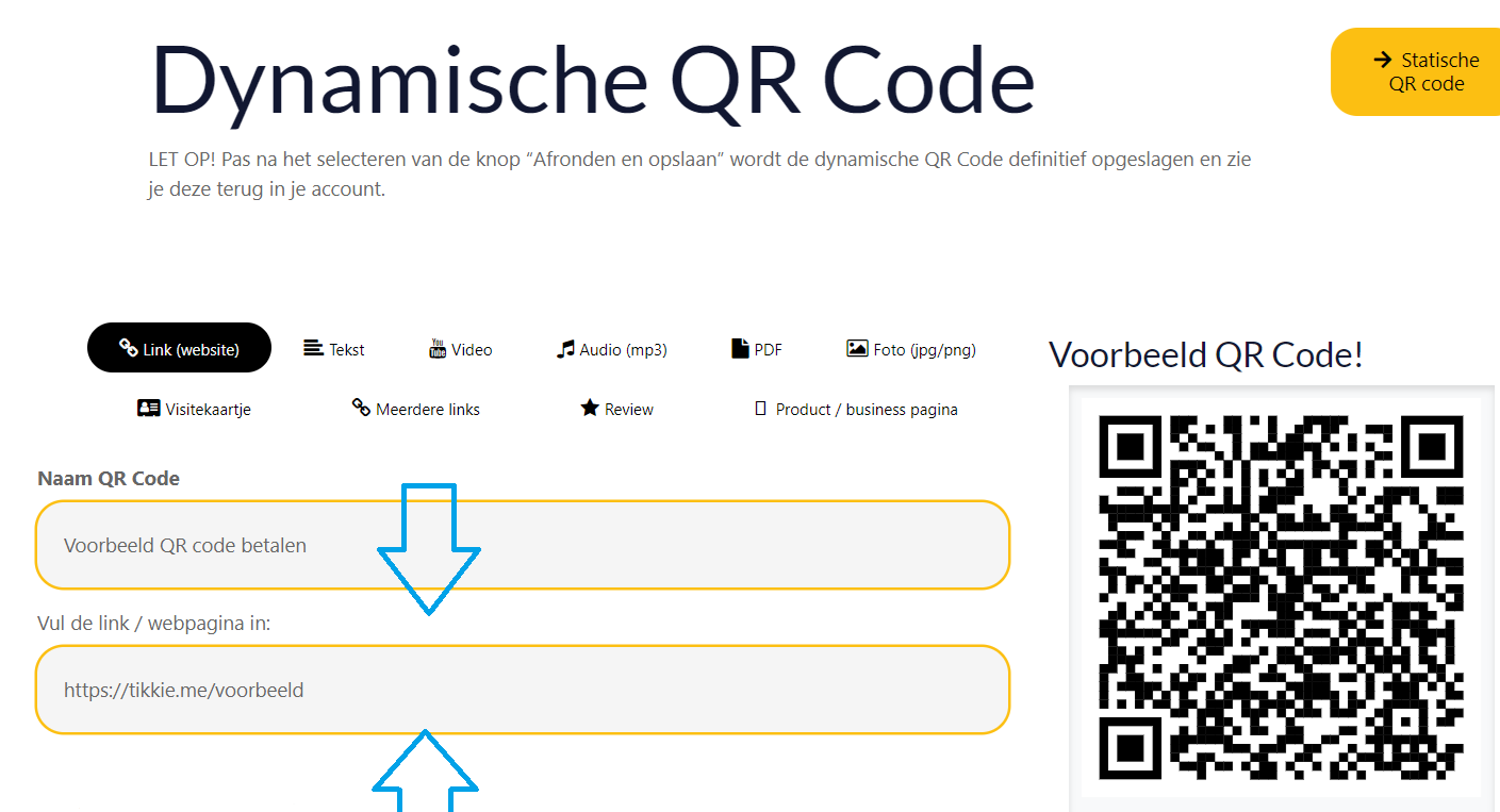 Link in QR code plakken